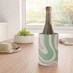 Modern Retro Liquid Swirl Abstract in Soft Pastel Lavender Pink Lime Green Cream Wine Chiller Gallery Image 4