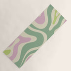 Modern Retro Liquid Swirl Abstract in Soft Pastel Lavender Pink Lime Green Cream Yoga Mat Gallery Image 1