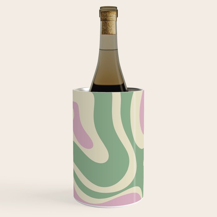 Modern Retro Liquid Swirl Abstract in Soft Pastel Lavender Pink Lime Green Cream Wine Chiller Gallery Image 1