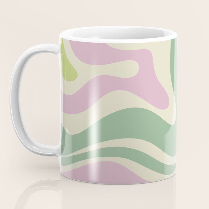 Modern Retro Liquid Swirl Abstract in Soft Pastel Lavender Pink Lime Green Cream Coffee Mug Gallery Image 3