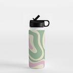 Modern Retro Liquid Swirl Abstract in Soft Pastel Lavender Pink Lime Green Cream Water Bottle Gallery Image 1