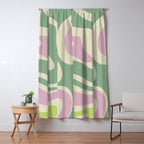 Modern Retro Liquid Swirl Abstract in Soft Pastel Lavender Pink Lime Green Cream Window Curtain Gallery Image 5
