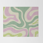 Modern Retro Liquid Swirl Abstract in Soft Pastel Lavender Pink Lime Green Cream Throw Blanket Gallery Image 2