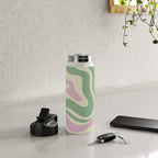 Modern Retro Liquid Swirl Abstract in Soft Pastel Lavender Pink Lime Green Cream Water Bottle Gallery Image 4