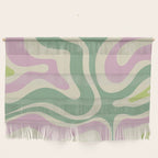 Modern Retro Liquid Swirl Abstract in Soft Pastel Lavender Pink Lime Green Cream Wall Hanging Gallery Image 1