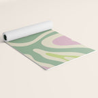 Modern Retro Liquid Swirl Abstract in Soft Pastel Lavender Pink Lime Green Cream Yoga Mat Gallery Image 2