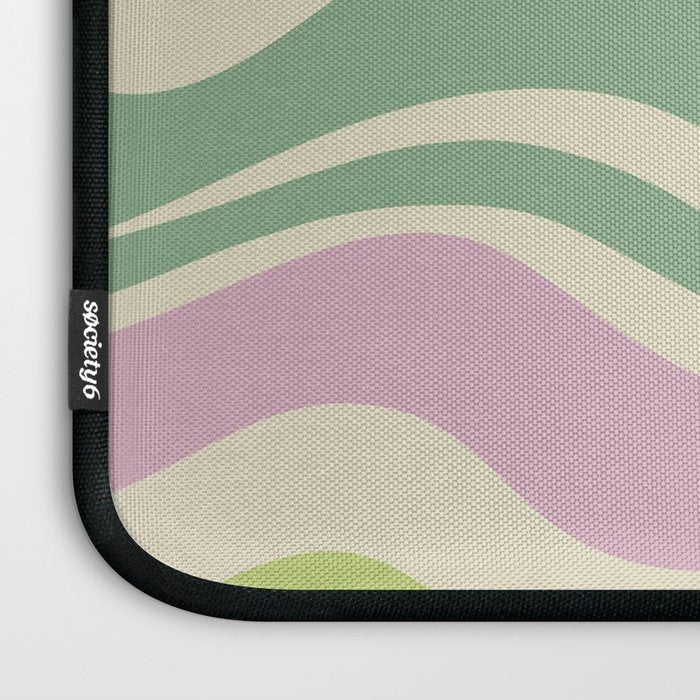 Modern Retro Liquid Swirl Abstract in Soft Pastel Lavender Pink Lime Green Cream Laptop Sleeve Gallery Image 3
