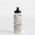Modern Retro Liquid Swirl Abstract in Soft Pastel Lavender Pink Lime Green Cream Water Bottle Gallery Image 3