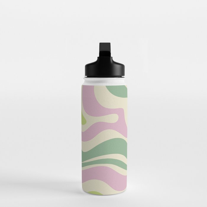 Modern Retro Liquid Swirl Abstract in Soft Pastel Lavender Pink Lime Green Cream Water Bottle Gallery Image 3