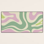 Modern Retro Liquid Swirl Abstract in Soft Pastel Lavender Pink Lime Green Cream Desk Mat Gallery Image 3