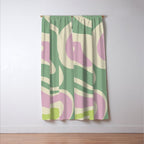 Modern Retro Liquid Swirl Abstract in Soft Pastel Lavender Pink Lime Green Cream Window Curtain Gallery Image 3