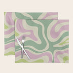 Modern Retro Liquid Swirl Abstract in Soft Pastel Lavender Pink Lime Green Cream Placemat Gallery Image 1