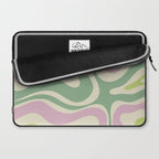 Modern Retro Liquid Swirl Abstract in Soft Pastel Lavender Pink Lime Green Cream Laptop Sleeve Gallery Image 2