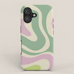 Modern Retro Liquid Swirl Abstract in Soft Pastel Lavender Pink Lime Green Cream iPhone Case Gallery Image 1