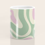 Modern Retro Liquid Swirl Abstract in Soft Pastel Lavender Pink Lime Green Cream Coffee Mug Gallery Image 4