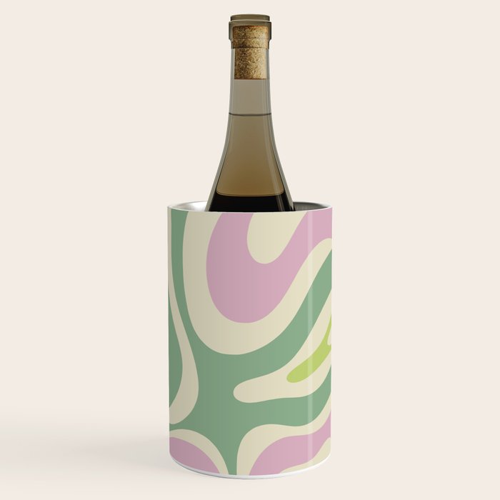 Modern Retro Liquid Swirl Abstract in Soft Pastel Lavender Pink Lime Green Cream Wine Chiller Gallery Image 3
