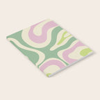 Modern Retro Liquid Swirl Abstract in Soft Pastel Lavender Pink Lime Green Cream Notebook Gallery Image 2