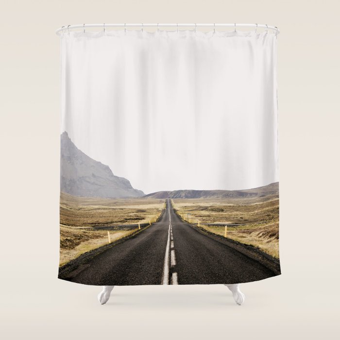Lost Highway - Iceland Landscape, Travel Photography Shower Curtain Gallery Image 1