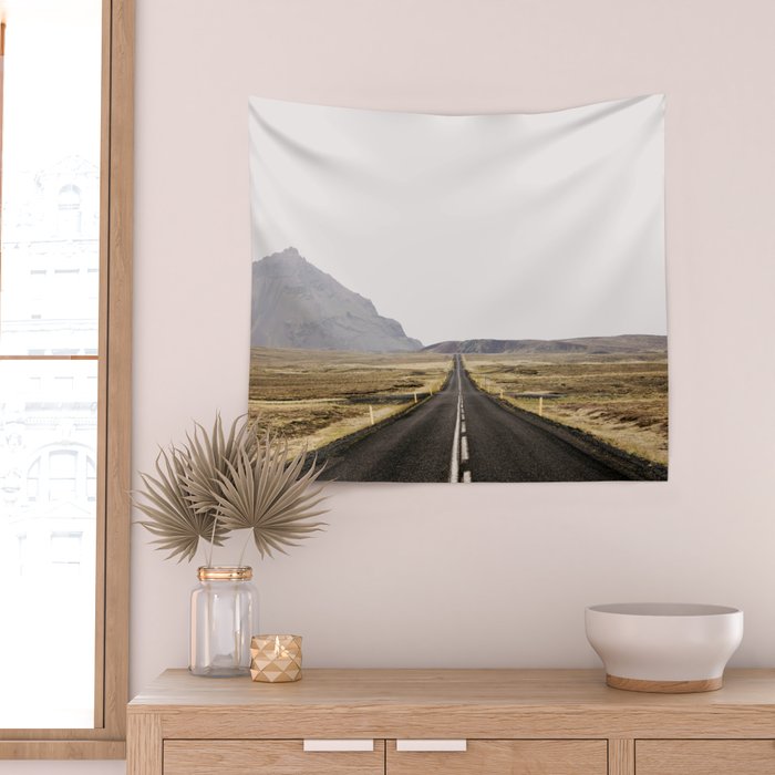 Lost Highway - Iceland Landscape, Travel Photography Wall Tapestry Gallery Image 2