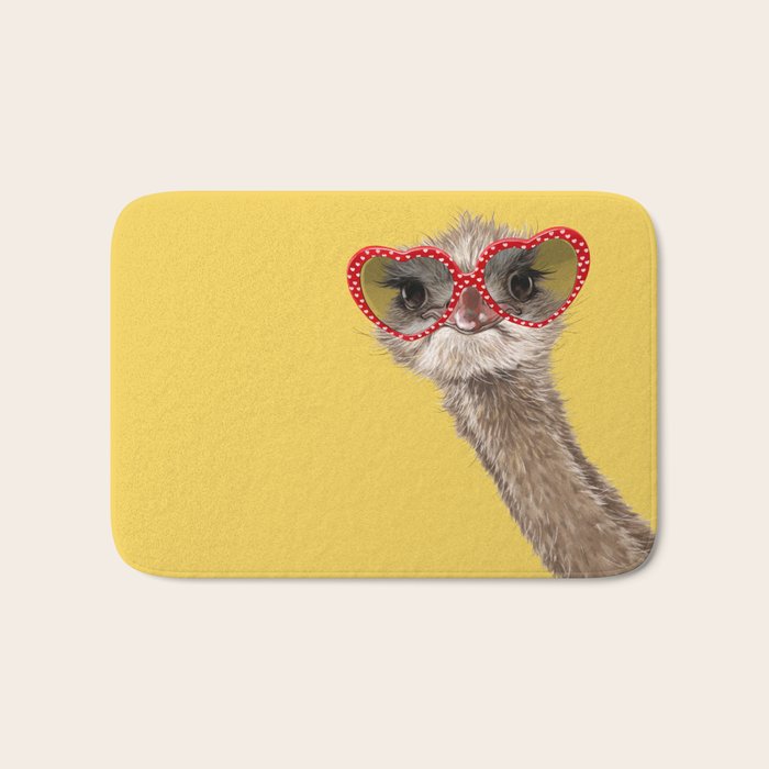 Fashion Hipster Ostrich in Yellow Bath Mat Gallery Image 1