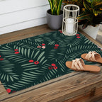winter christmas time green fir branches Outdoor Rug Gallery Image 2