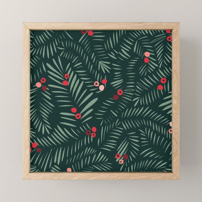 winter christmas time green fir branches Mini Art Print Gallery Image 1