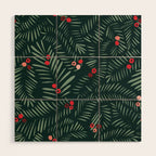 winter christmas time green fir branches Wood Wall Art Gallery Image 1