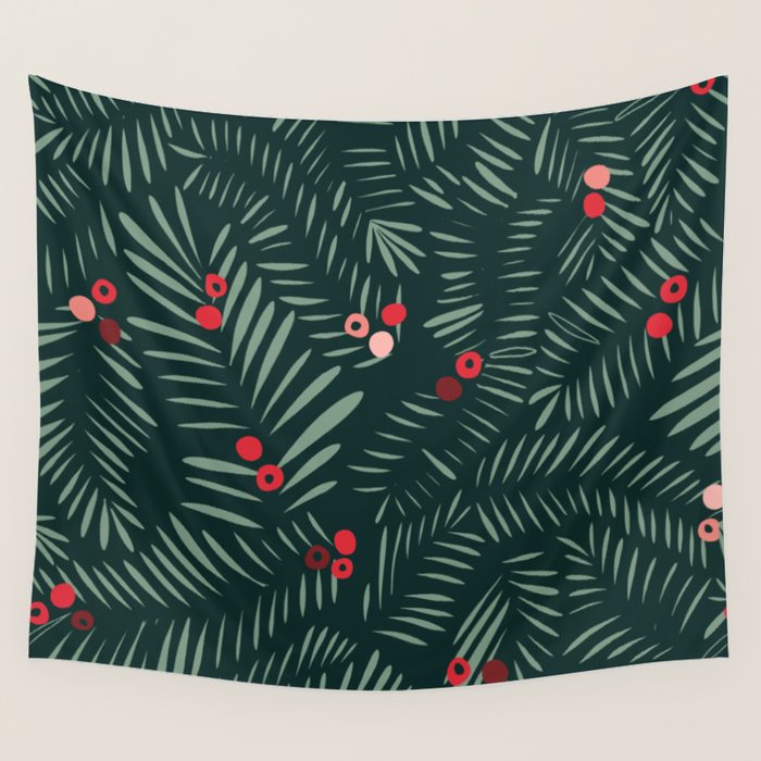 winter christmas time green fir branches Wall Tapestry Gallery Image 4