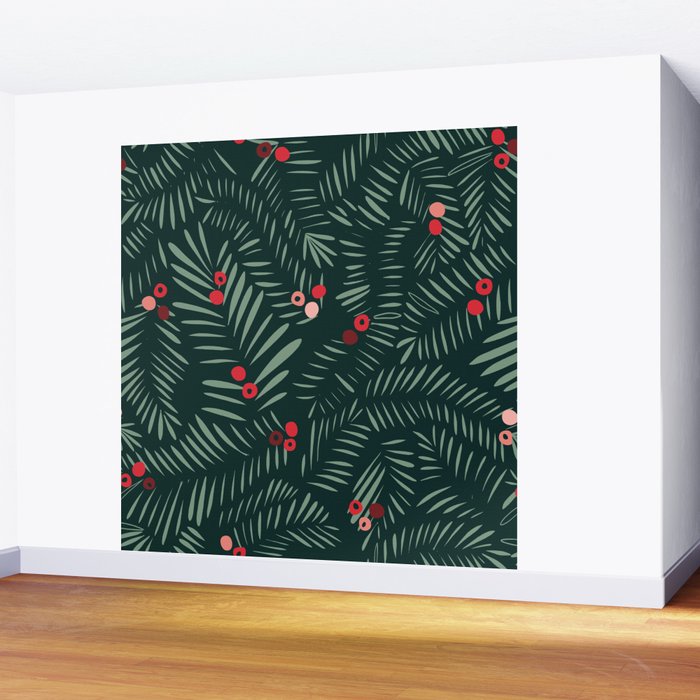winter christmas time green fir branches Wall Mural Gallery Image 2
