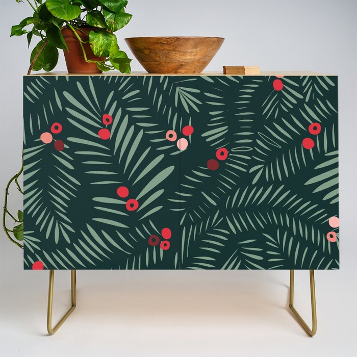 winter christmas time green fir branches Credenza Gallery Image 1