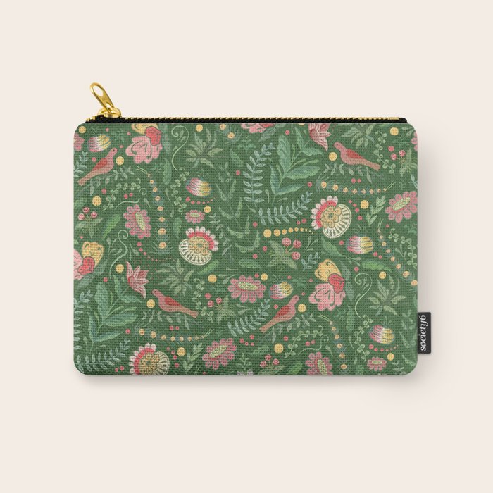 Swedish Floral - Green Carry All Pouch Gallery Image 1