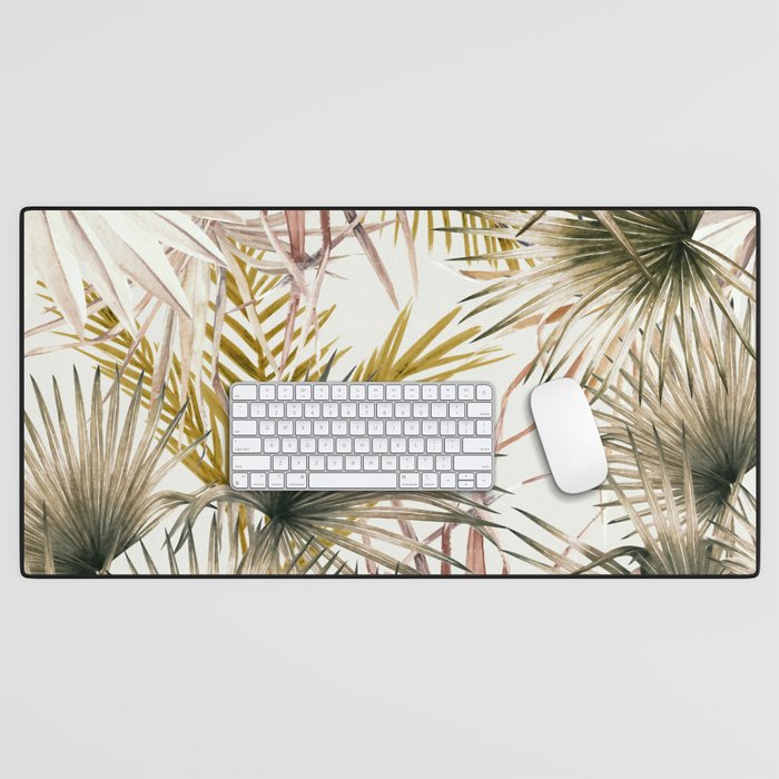 Pink Green leaf II Desk Mat Gallery Image 1