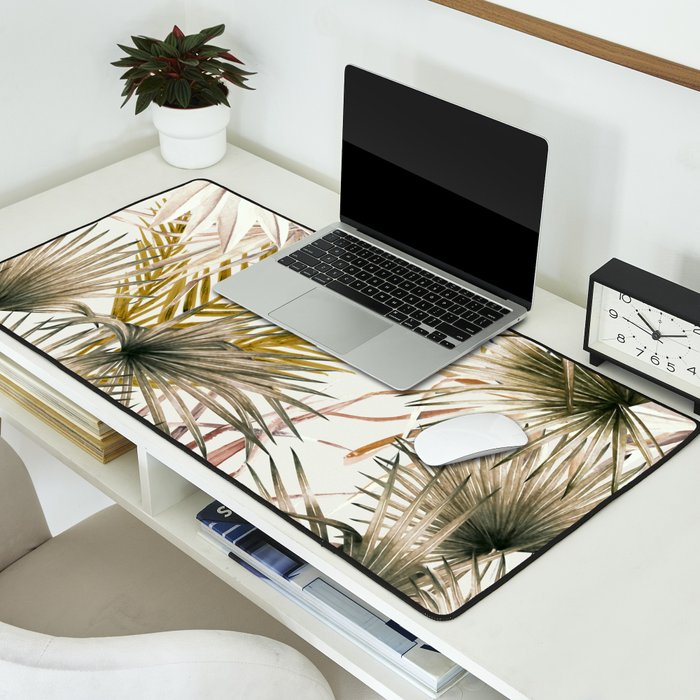 Pink Green leaf II Desk Mat Gallery Image 2