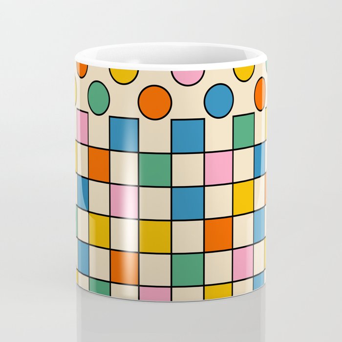 Pop Dots and Checks Colorful Retro Modern 80s 90s Checked Pattern Coffee Mug Gallery Image 4