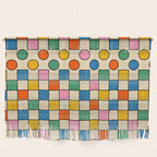 Pop Dots and Checks Colorful Retro Modern 80s 90s Checked Pattern Wall Hanging Gallery Image 1