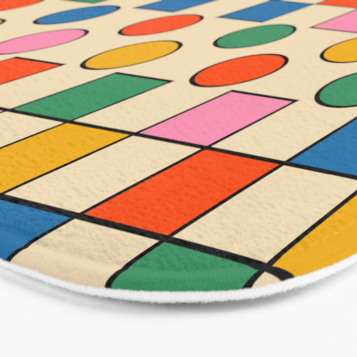 Pop Dots and Checks Colorful Retro Modern 80s 90s Checked Pattern Bath Mat Gallery Image 3