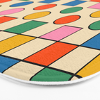 Pop Dots and Checks Colorful Retro Modern 80s 90s Checked Pattern Bath Mat Gallery Image 3
