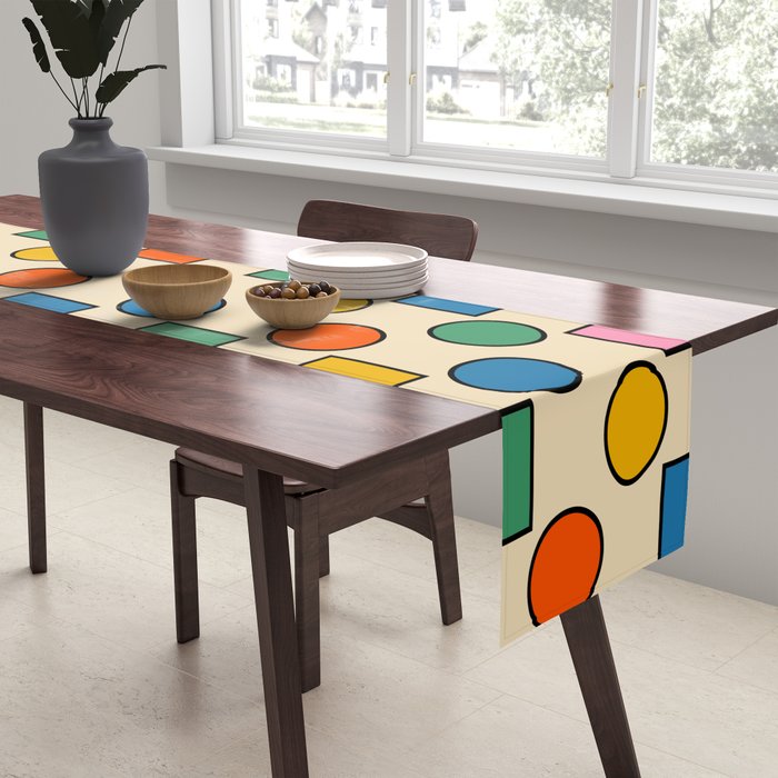 Pop Dots and Checks Colorful Retro Modern 80s 90s Checked Pattern Table Runner Gallery Image 2