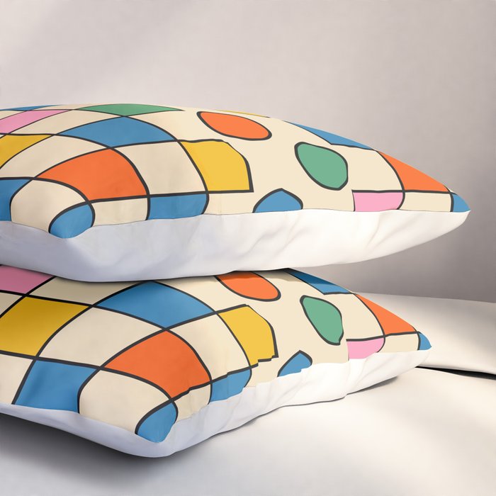 Pop Dots and Checks Colorful Retro Modern 80s 90s Checked Pattern Pillow Sham Gallery Image 3