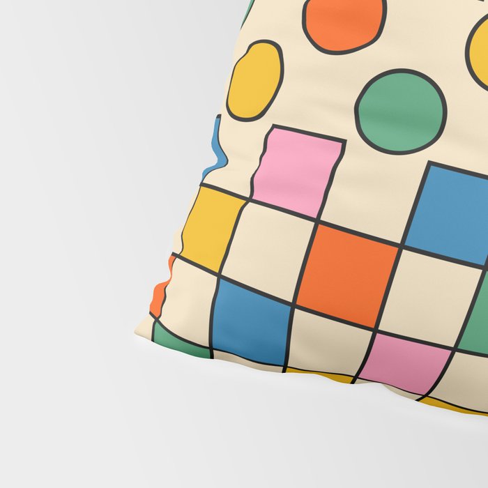 Pop Dots and Checks Colorful Retro Modern 80s 90s Checked Pattern Pillow Sham Gallery Image 4