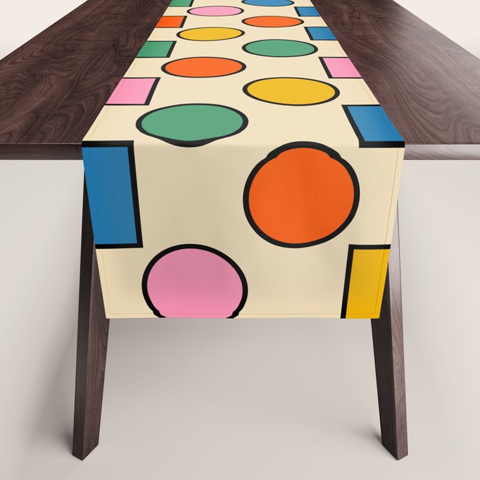 Pop Dots and Checks Colorful Retro Modern 80s 90s Checked Pattern Table Runner Gallery Image 1