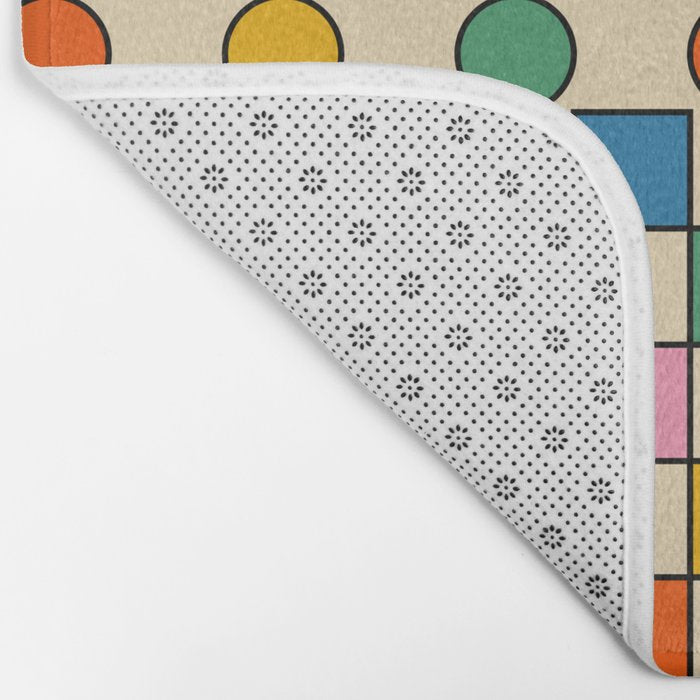 Pop Dots and Checks Colorful Retro Modern 80s 90s Checked Pattern Bath Mat Gallery Image 2