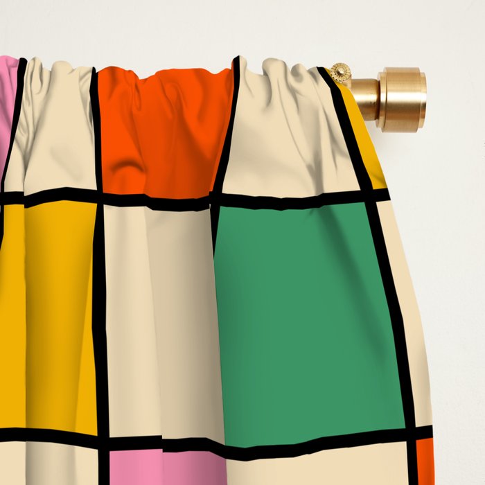 Pop Dots and Checks Colorful Retro Modern 80s 90s Checked Pattern Window Curtain Gallery Image 2