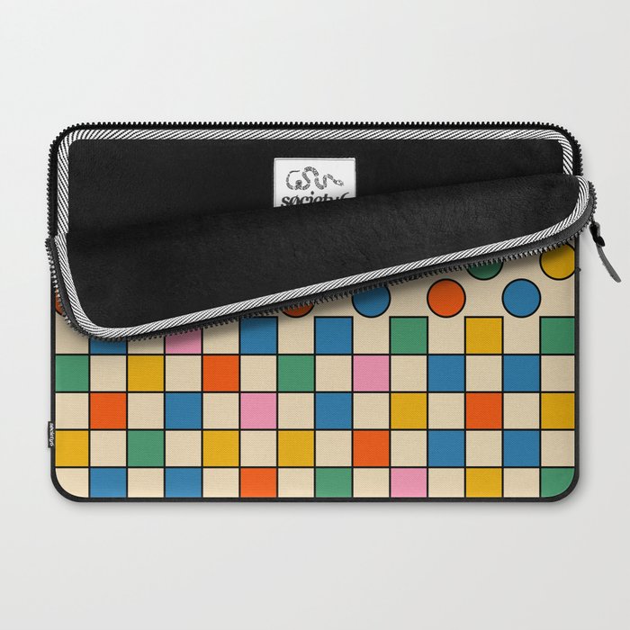 Pop Dots and Checks Colorful Retro Modern 80s 90s Checked Pattern Laptop Sleeve Gallery Image 2
