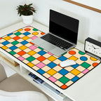 Pop Dots and Checks Colorful Retro Modern 80s 90s Checked Pattern Desk Mat Gallery Image 2