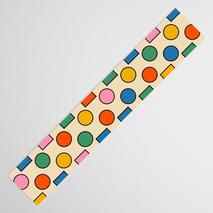 Pop Dots and Checks Colorful Retro Modern 80s 90s Checked Pattern Table Runner Gallery Image 3