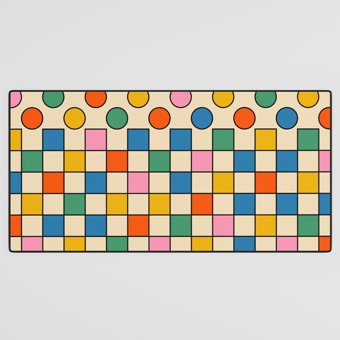 Pop Dots and Checks Colorful Retro Modern 80s 90s Checked Pattern Desk Mat Gallery Image 3