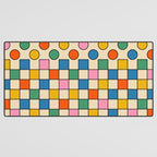 Pop Dots and Checks Colorful Retro Modern 80s 90s Checked Pattern Desk Mat Gallery Image 3