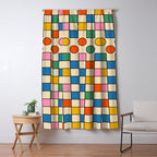 Pop Dots and Checks Colorful Retro Modern 80s 90s Checked Pattern Window Curtain Gallery Image 5