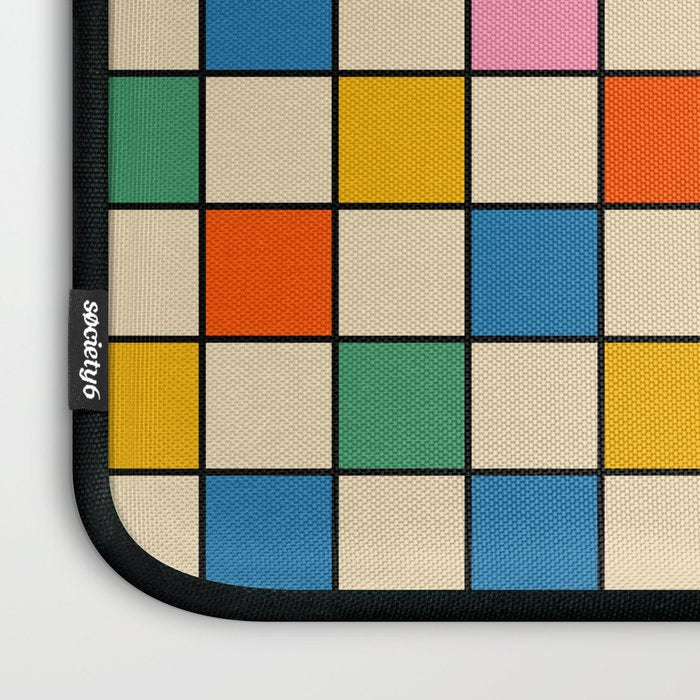 Pop Dots and Checks Colorful Retro Modern 80s 90s Checked Pattern Laptop Sleeve Gallery Image 3